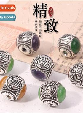 Inlaid wh tune longevy happiness spacer beads diy cultural t
