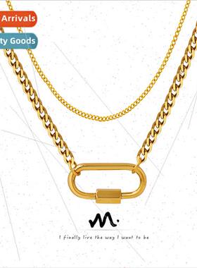 chocker geometric shaped specific oval clasp double layered
