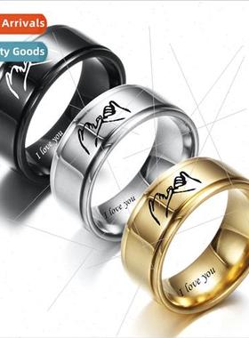 Tanium steel 8MM glossy love heart hook pledge I Love You st