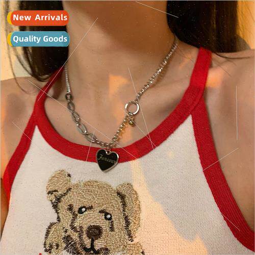 Black love letter necklace female ins niche cold wind hip-ho