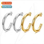 Europe simple Stainless circle earrings shaped tanium 304