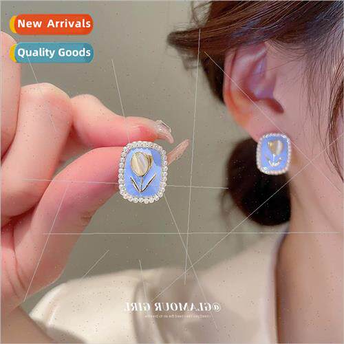 French tulip flower earrings female 2023 new colorful earrin