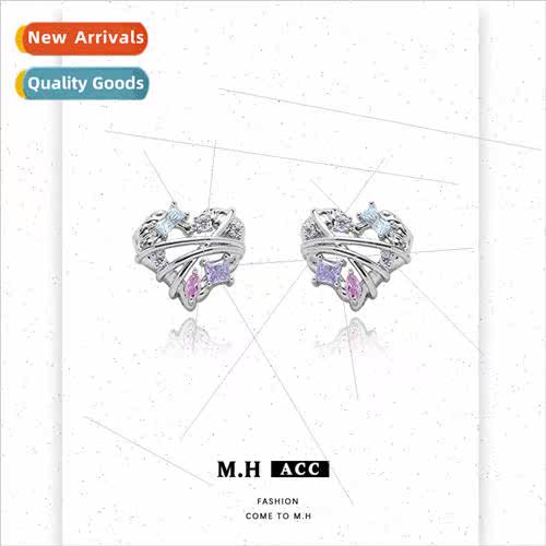 Colorful Diamonds Twisted Heart Earrings Female che Earrings