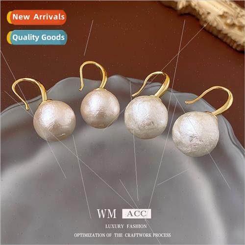 Cotton candy pearl earhooks French elegant earrings fashion图片