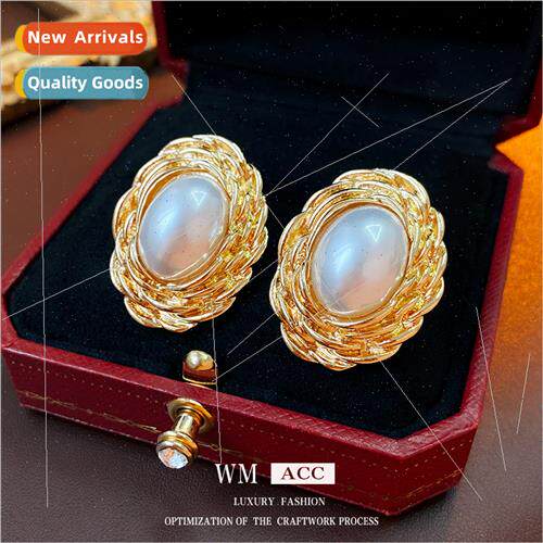925 silver needle oval pearl earrings lerary retro antique e