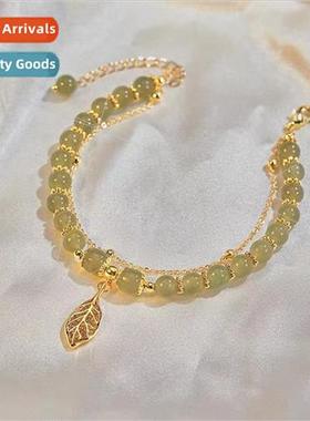 New Golden Branch Jade Leaf Double Layer Bracelet Female che