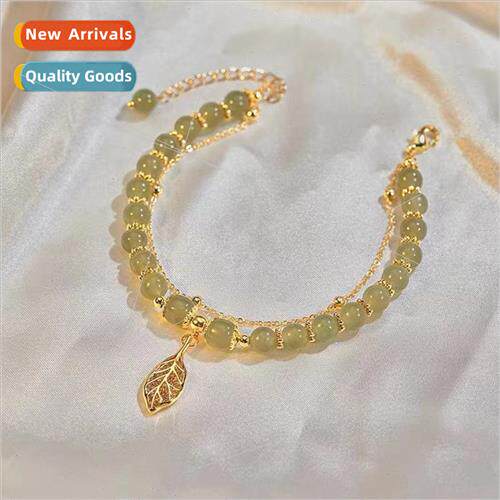 New Golden Branch Jade Leaf Double Layer Bracelet Female che