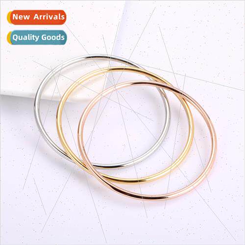 3mm thick round single-ring glossy tanium steel bracelet ros
