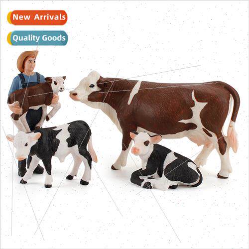 cuddle calf farmer cow cow pasture set poultry animal model