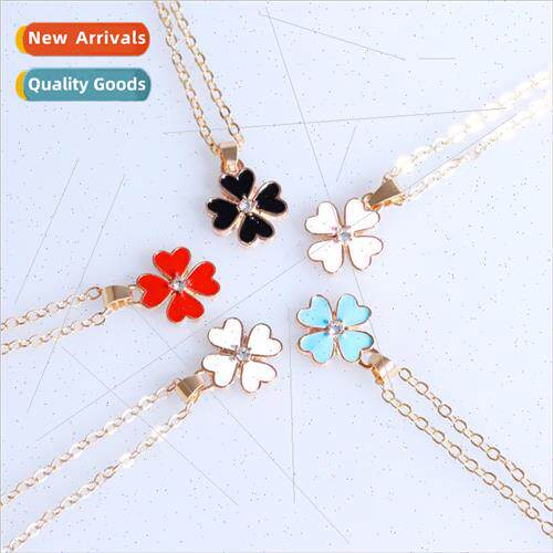 Shrimp skin new wh diamond lucky four-leaf clover pendant ni