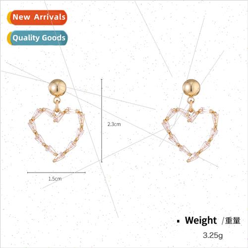2024 new S925 silver needle heart-shaped zirconia earrings f