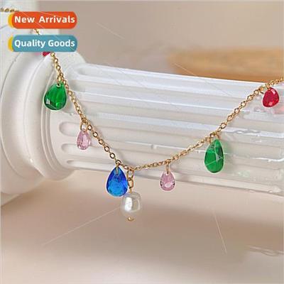Rainbow Delicate Dopamine Colorful Drops Zirconia Stainless
