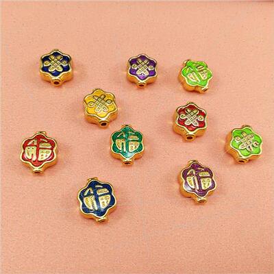 Alloy oil drip blessing Chinese knot diy handmade weaving br