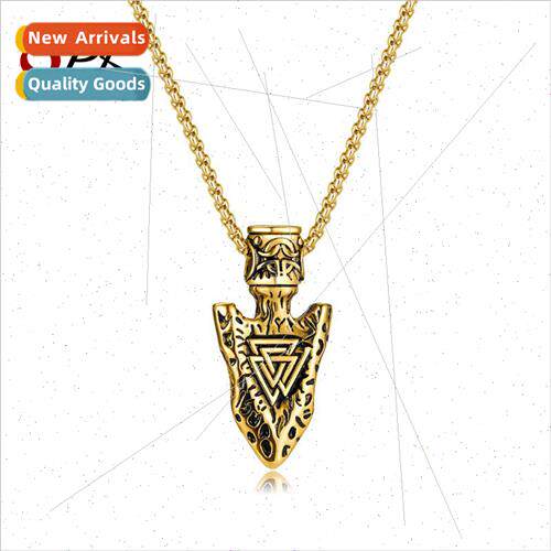 Viking Titanium Steel Pendant Vintage Odin Triangle Necklace