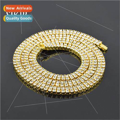 Europe men alloy wh diamonds 2 rows necklace hiphop jewelry