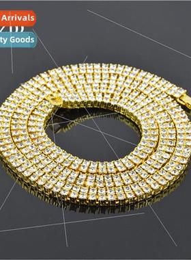 Europe men alloy wh diamonds 2 rows necklace hiphop jewelry
