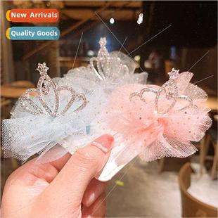 Children mesh crown tiara headdress girls hair clips birthda
