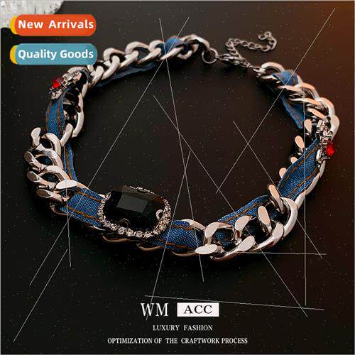 Koreadiamond planet denim double necklace fashion necklace n