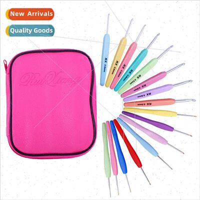 New TPR licone Soft Shank Aluminum Crochet Hooks 9pcs Set Pu