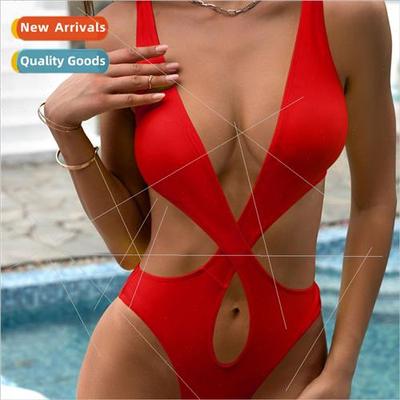 2024 new  nylon shiny bikini swimsu Europe sexy solid color