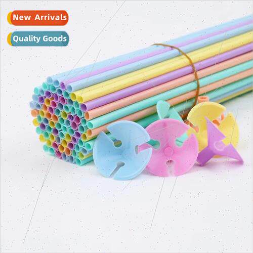 Macaron Mixed Color Plastic 42cm Latex Balloon Drag Rod Gold