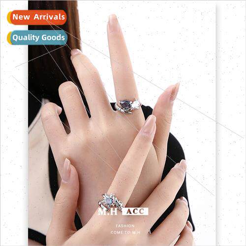 Korea dazzle color gemstone ring female niche couple finger
