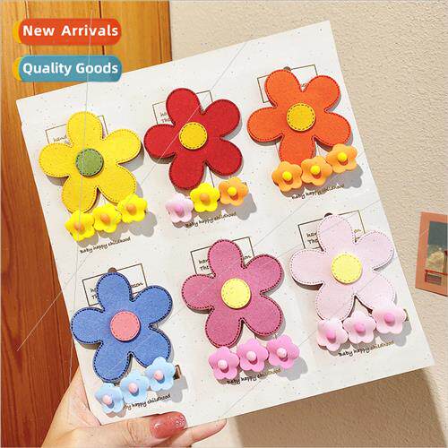 Korea girls sweet large flowers hairpin pill head top clip s