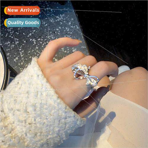 Full diamond bow ring female tide index finger ring feeling