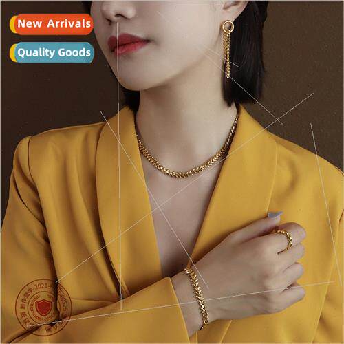 Europe leaf necklace collarbone chain bracelet tanium steel