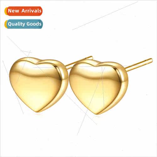 Ins gift simple glossy love heart tanium steel earrings earr