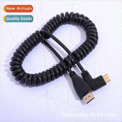 miniHDMI to HDMI 90 degree left right elbow spring cable HD