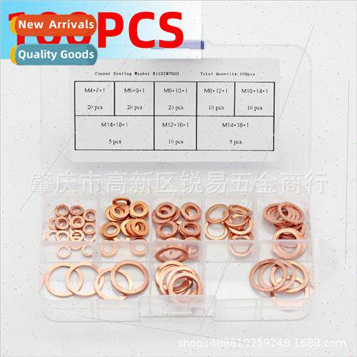 100pcs Purple Copper Gasket Box Set Purple Copper Gasket Ass