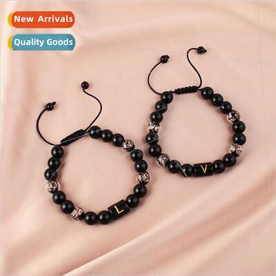 Europe new luminous gold sglaze beads strings men 26 letters