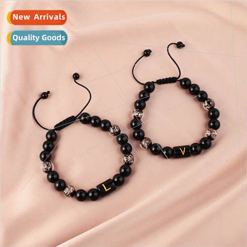 Europe new luminous gold sglaze beads strings men 26 letters