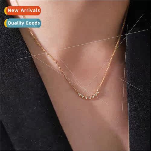 silver zirconium gold-plated stars 925 silver necklace femal