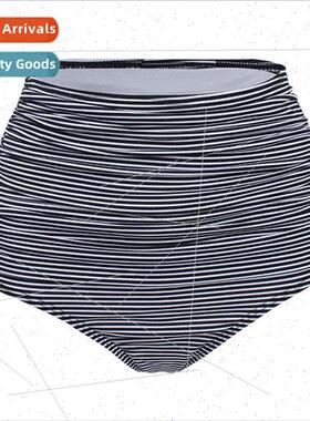 2022Europe pinstripe swim trunks women high waist triangle E