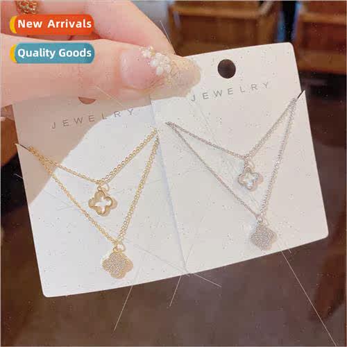 New tide fashion simple semi-double layer four-leaf flower n