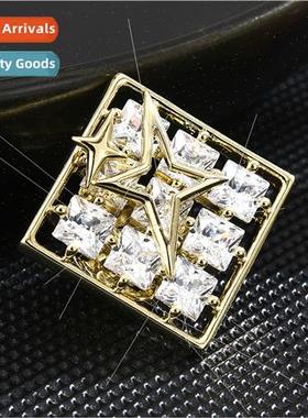 Zirconia square anti-trailing buckle small brooch fashion la