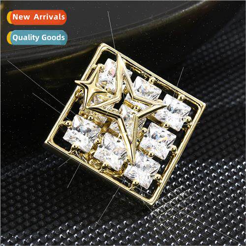 Zirconia square anti-trailing buckle small brooch fashion la