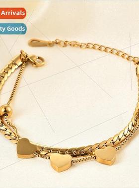 Europe new love simple gold 304 tanium steel bracelet ins ni