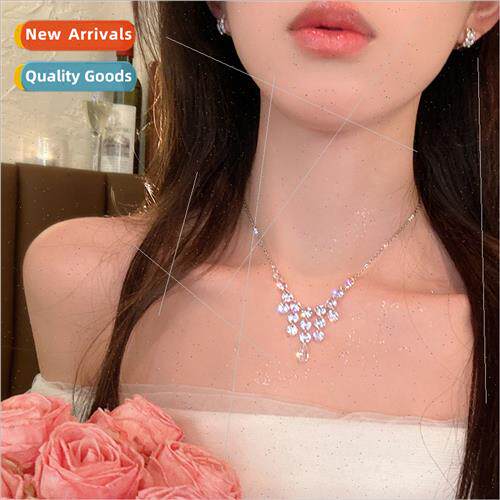 Gemstone waterfall tassel necklace women niche 2023 new sens