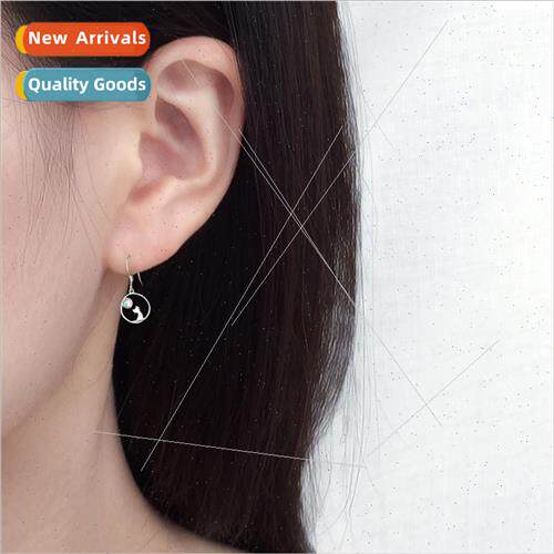 Japan cute moonstone cat earrings female Mori kten ear hangi