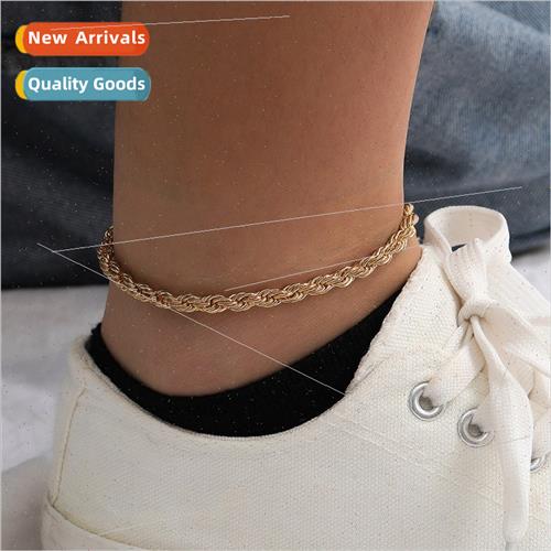 Twist Chain Anklet 14k Gold Plated Stainless Steel Leg Chain