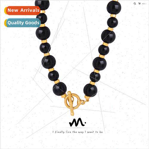 Niche Natural Onyx Handmade Beaded OT Clasp Necklace Jewelry