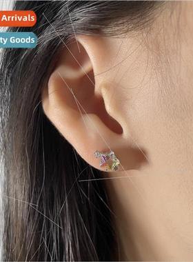 Dazzle color star earrings new tide spiral screw buckle supe