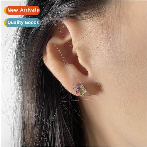 Dazzle color star earrings new tide spiral screw buckle supe