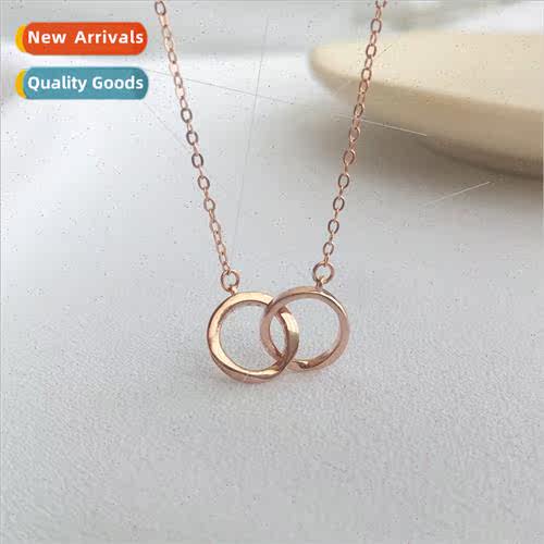 s925 silver necklace female double ring buckle necklace Kore