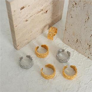 Vintage Flower Tanium Steel Gold Plated Ring No Color Loss c