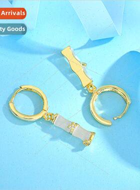 Japan nd new earrings cat eye stone bamboo vintage delicate