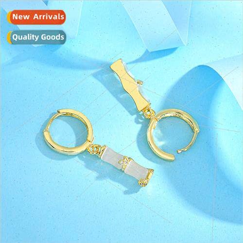 Japan nd new earrings cat eye stone bamboo vintage delicate